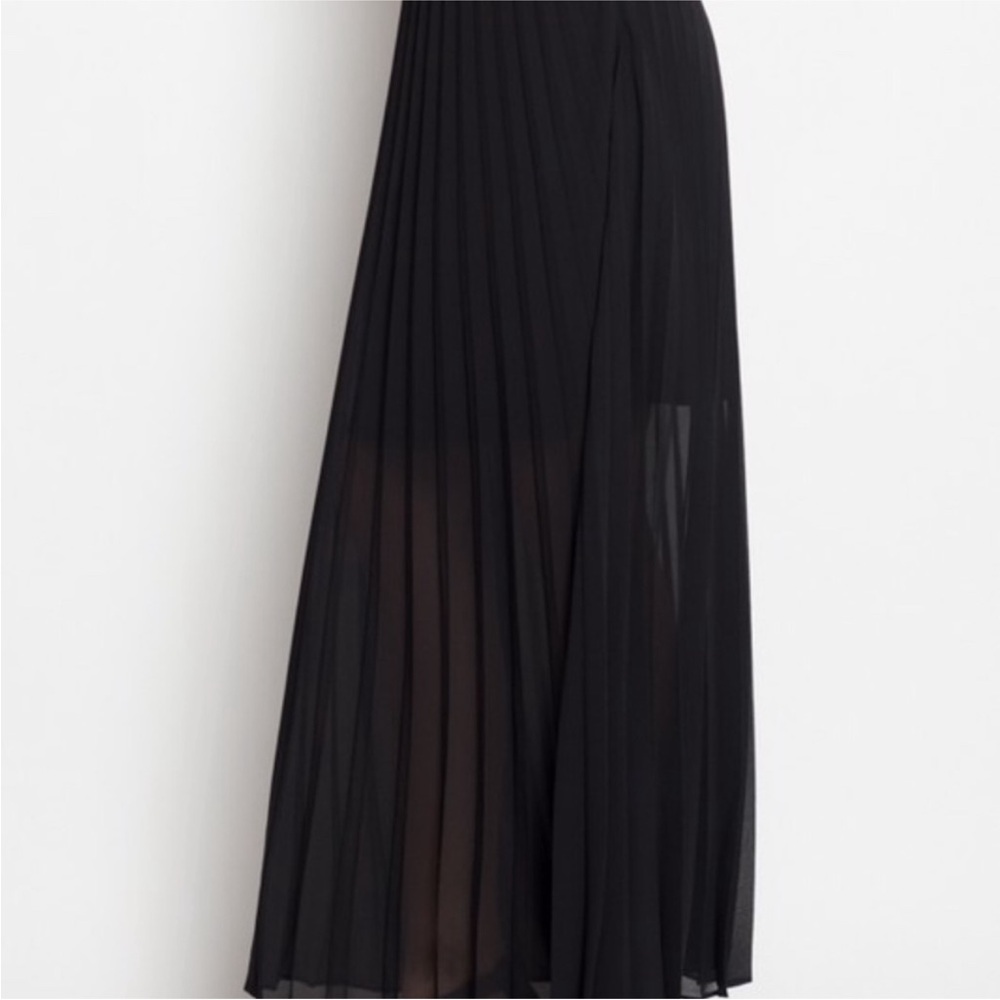 Elegant Black Pleated Sheer Maxi Skirt - Picture 2 of 3